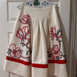 Floral Embroidered Cream Skirt